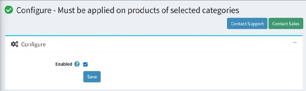 category based discount condition configure page